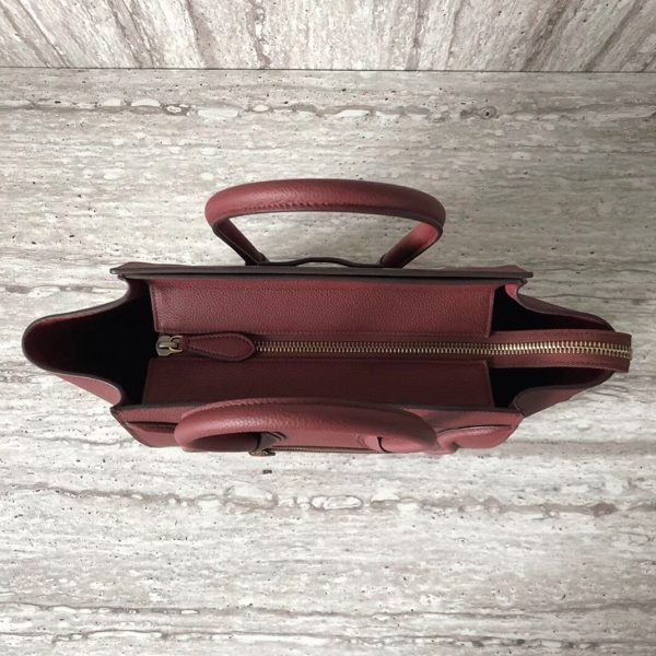 Contrefaçon Celine Micro Luggage Fourre-tout Sac en rouge foncé – Image 2