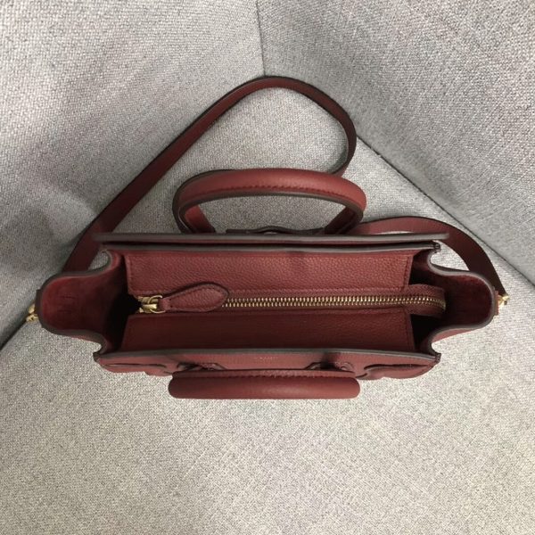 Faux Celine Nano Luggage Fourre-tout Sac en rubis – Image 3