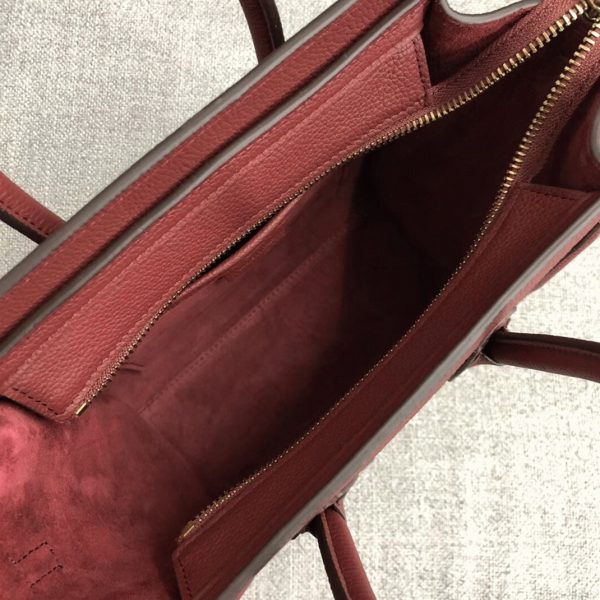 Faux Celine Nano Luggage Fourre-tout Sac en rubis – Image 2