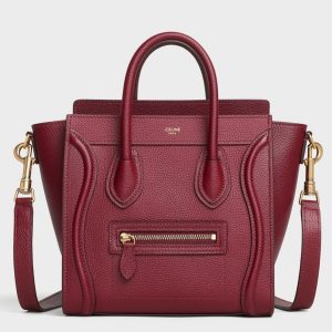 Faux Celine Nano Luggage Fourre-tout Sac en rubis