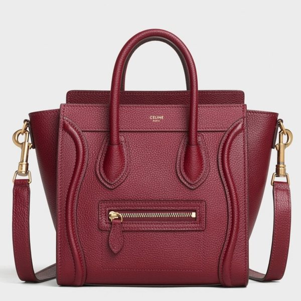 Faux Celine Nano Luggage Fourre-tout Sac en rubis