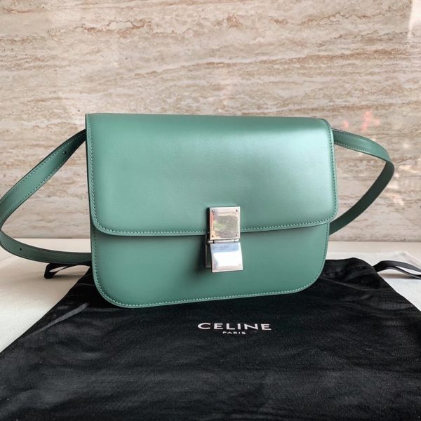 Faux Celine Classic Box Moyen Sac en céladon – Image 9
