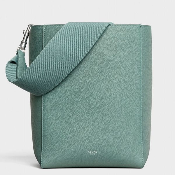Faux Celine Sangle Petit Bucket Sac en céladon cuir de veau