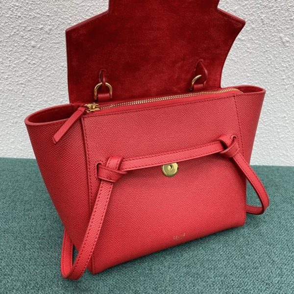 Contrefaçon Celine Belt Nano Sac en rouge – Image 9