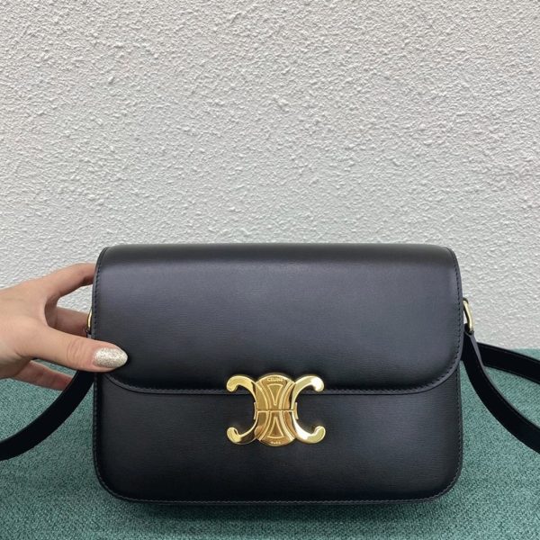 Faux Celine Triomphe Moyen Sac en noir – Image 10