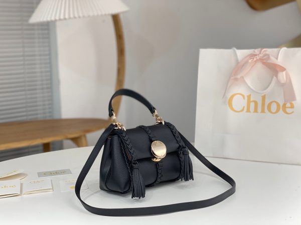 Réplique Chloe Sac Bandoulière Penelope Mini en cuir de veau grainé noir – Image 10