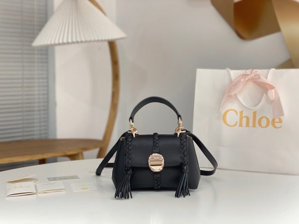 Réplique Chloe Sac Bandoulière Penelope Mini en cuir de veau grainé noir – Image 9