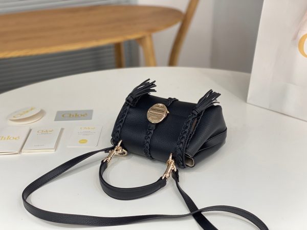 Réplique Chloe Sac Bandoulière Penelope Mini en cuir de veau grainé noir – Image 8