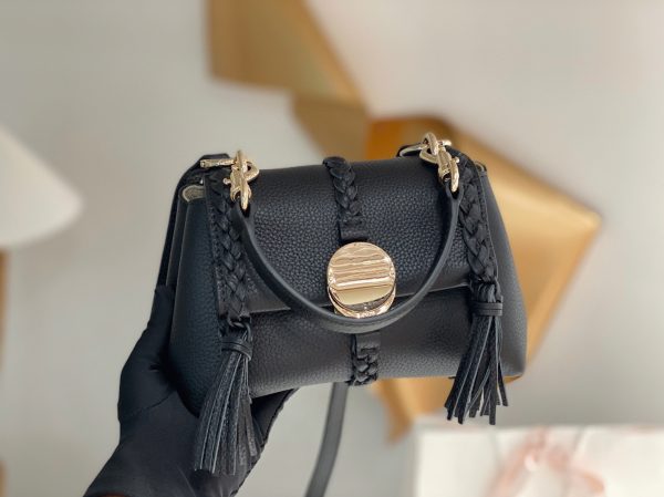 Réplique Chloe Sac Bandoulière Penelope Mini en cuir de veau grainé noir – Image 7