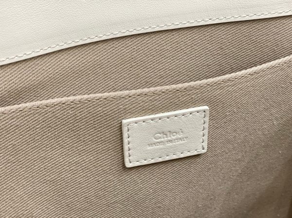 Réplique Chloe Sac Cabas Woody Moyen en cuir de veau blanc – Image 6