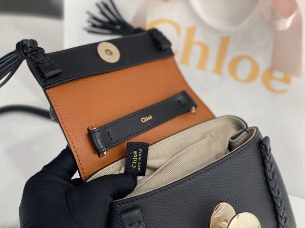 Réplique Chloe Sac Bandoulière Penelope Mini en cuir de veau grainé noir – Image 6
