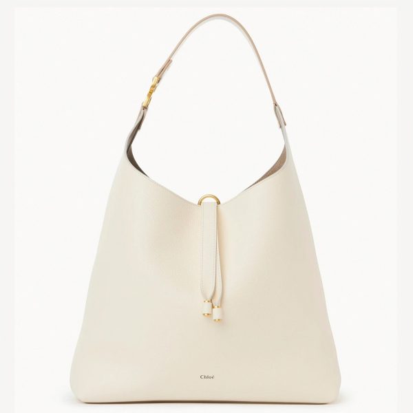 Fausse Chloe Sac Hobo Marcie en cuir grainé blanc