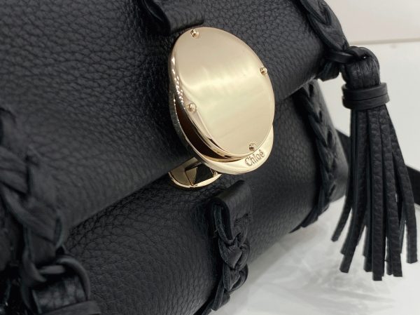 Réplique Chloe Sac Bandoulière Penelope Mini en cuir de veau grainé noir – Image 4