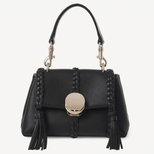 Réplique Chloe Sac Bandoulière Penelope Mini en cuir de veau grainé noir