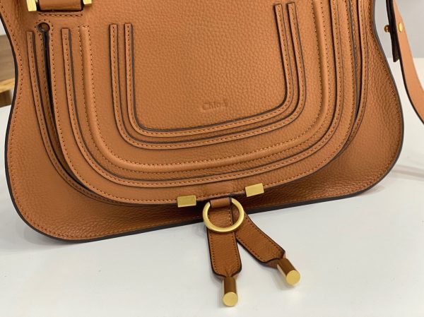 Fausse Chloe Marcie Petit Sac Double Porté en cuir grainé bleu – Image 3