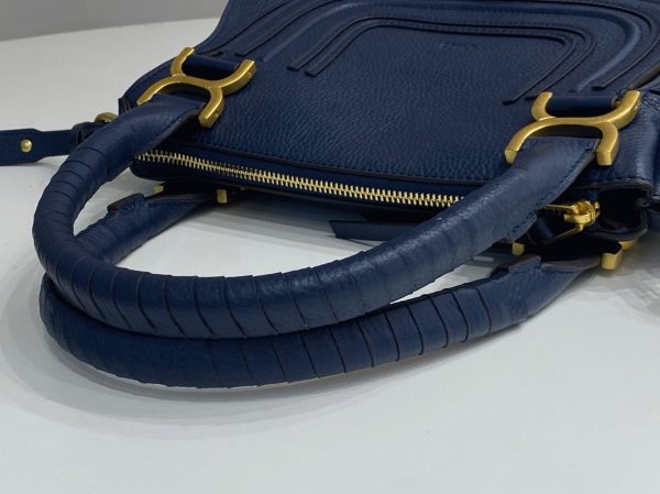 Réplique Chloe Marcie Petit Sac Double Porté en cuir grainé bleu – Image 8