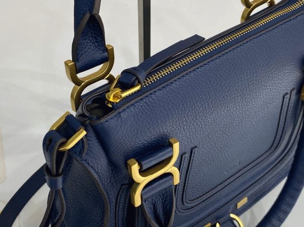 Réplique Chloe Marcie Petit Sac Double Porté en cuir grainé bleu – Image 7