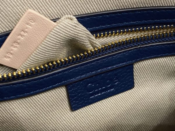 Réplique Chloe Marcie Petit Sac Double Porté en cuir grainé bleu – Image 3