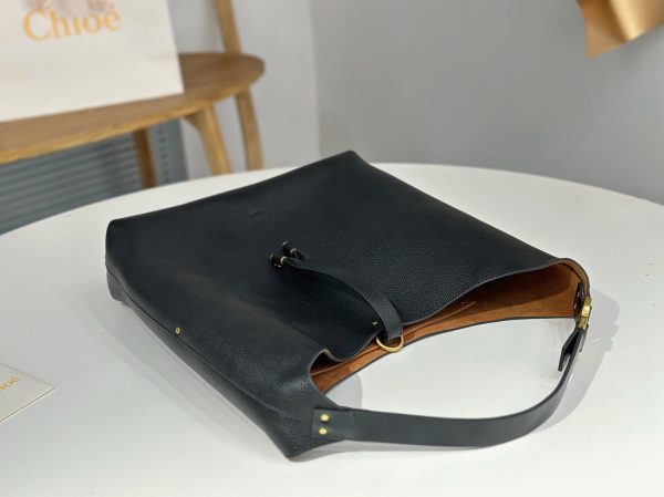 Contrefaçon Ancien Ancien Chloe Sac Hobo Marcie en cuir grainé noir – Image 9