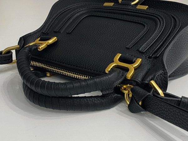 Contrefaçon Chloe Marcie Mini Sac Double Porté en cuir grainé noir – Image 8
