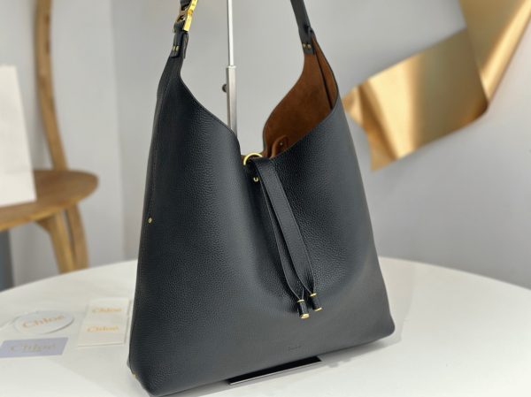 Contrefaçon Ancien Ancien Chloe Sac Hobo Marcie en cuir grainé noir – Image 8