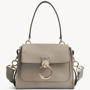Fausse Chloe Petit Sac Tess Day en cuir grainé gris