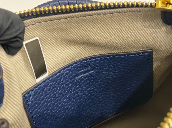 Réplique Chloe Marcie Mini Sac Double Porté en cuir grainé bleu – Image 6