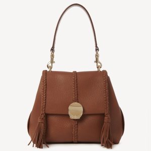 Réplique Chloe Petit Sac Bandoulière Penelope en cuir de veau grainé brun