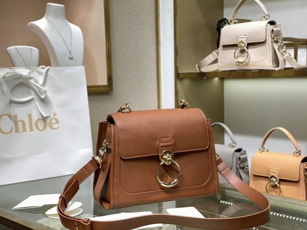 Réplique Chloe Petit Sac Tess Day en cuir grainé caramel – Image 9