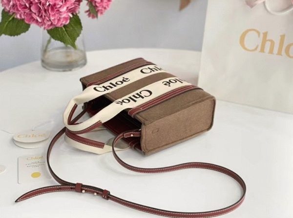 Réplique Ancien Ancien Chloe Petit Sac Cabas Woody en feutre brun – Image 10