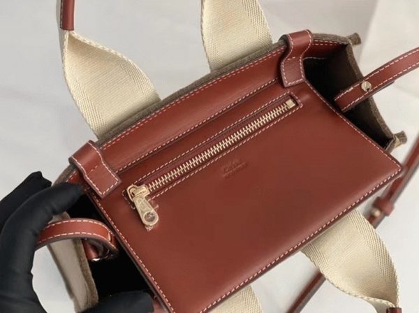 Réplique Ancien Ancien Chloe Petit Sac Cabas Woody en feutre brun – Image 8