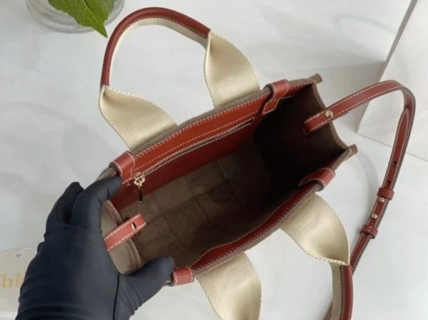 Réplique Ancien Ancien Chloe Petit Sac Cabas Woody en feutre brun – Image 7