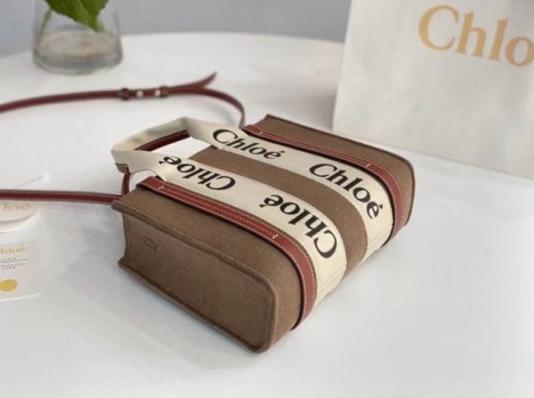 Réplique Ancien Ancien Chloe Petit Sac Cabas Woody en feutre brun – Image 5