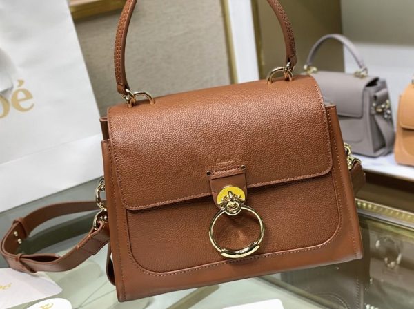 Réplique Chloe Petit Sac Tess Day en cuir grainé caramel – Image 6