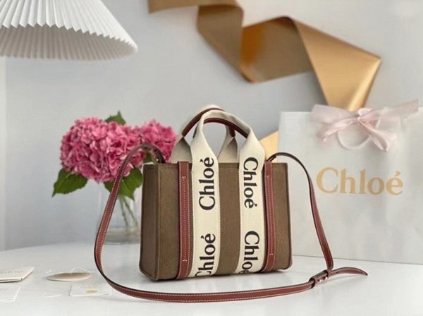Réplique Ancien Ancien Chloe Petit Sac Cabas Woody en feutre brun – Image 4
