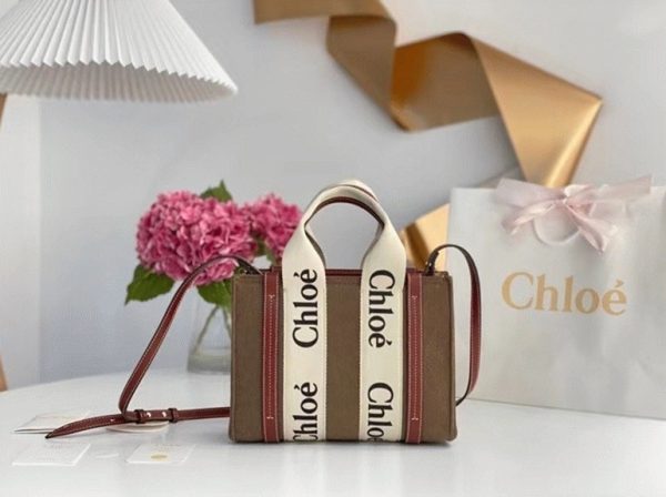 Réplique Ancien Ancien Chloe Petit Sac Cabas Woody en feutre brun – Image 3
