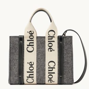 Contrefaçon Ancien Ancien Chloe Petit Sac Cabas Woody en feutre gris