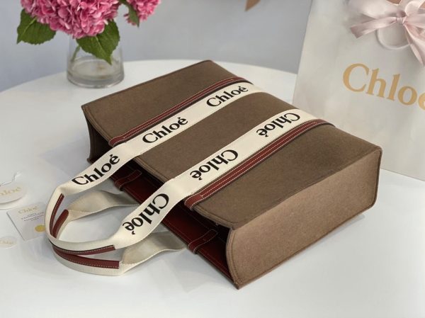 Fausse Chloe Grand Sac Cabas Woody en feutre brun – Image 5