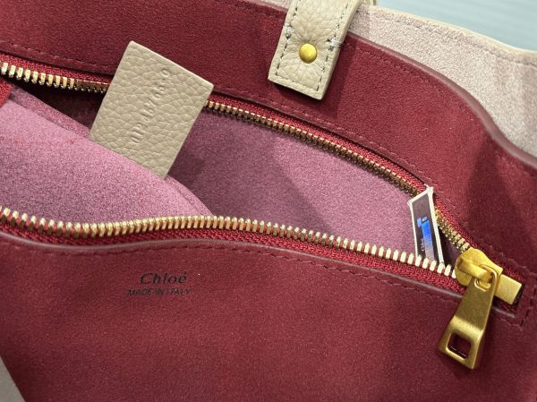 Fausse Chloe Sac Hobo Marcie en cuir grainé gris – Image 7