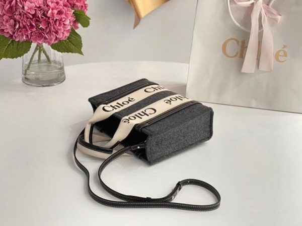 Contrefaçon Ancien Ancien Chloe Petit Sac Cabas Woody en feutre gris – Image 4
