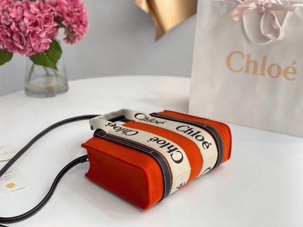 Fausse Chloe Petit Sac Cabas Woody en feutre orange – Image 5