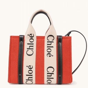 Fausse Chloe Petit Sac Cabas Woody en feutre orange