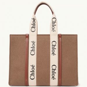 Fausse Chloe Grand Sac Cabas Woody en feutre brun