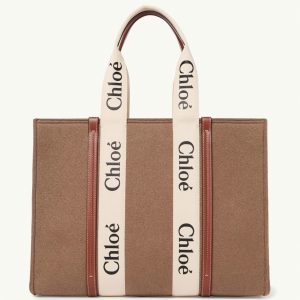 Fausse Chloe Sac Cabas Woody Moyen en feutre brun