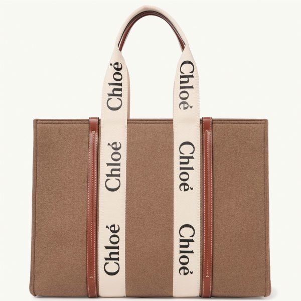Fausse Chloe Sac Cabas Woody Moyen en feutre brun