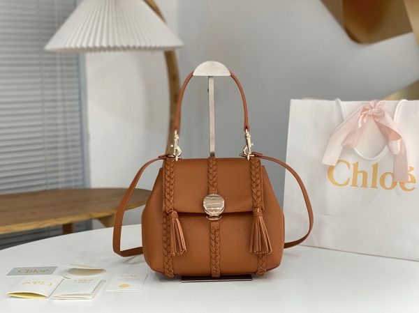 Réplique Chloe Petit Sac Bandoulière Penelope en cuir de veau grainé brun – Image 4