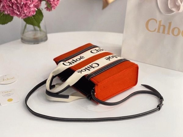 Fausse Chloe Petit Sac Cabas Woody en feutre orange – Image 3
