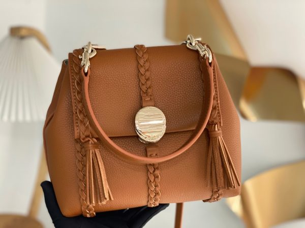 Réplique Chloe Petit Sac Bandoulière Penelope en cuir de veau grainé brun – Image 3