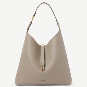 Fausse Chloe Sac Hobo Marcie en cuir grainé gris