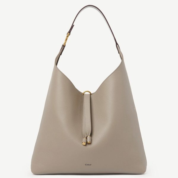 Fausse Chloe Sac Hobo Marcie en cuir grainé gris